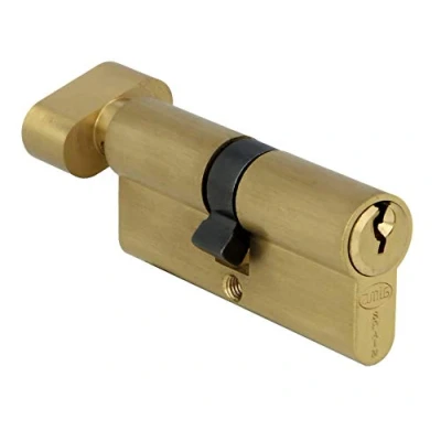 Image of Amig Security Cylinder with Mule Door Lock High Includes 3 Keys Long cam Matte Brass Measurements: 70 (35 35 mm)