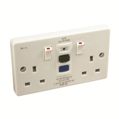 Image of 2 Gang RCD Socket Double Twin White 13 AMP