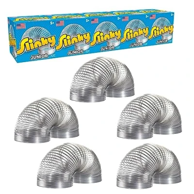 Image of Slinky Brand 03160 Jr. The Original Walking Spring, 5 Pack Small Metal Slinkys, for Party Favors and Gift Bag Toys, Multi Color