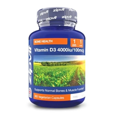 Image of Zipvit Vitamin D3 4000IU Softgels, High Strength D Supplement, Immune Support, 1 Year Supply, 365 Vegetarian Easy to Swallow Softgels
