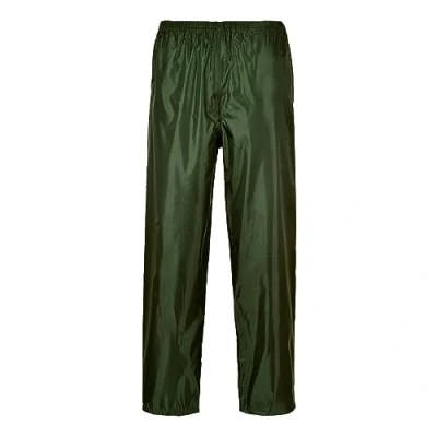 Image of Portwest S441 Men&#039;s Waterproof Rain Trousers Lightweight Adjustable Safety Overpants Class 3 Olive Green, 4X Large
