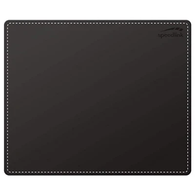 Image of Speedlink Notary Soft Touch Mousepad SL 6243 LBK, Stylish Leather Look, Surface, Stitch Detailing, Non Slip Backing, 23 Centimetre Length x 19 Width 3 Millilitre Thick, Black