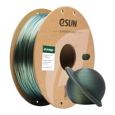 Image of eSUN Dual Color PLA Filament 1.75mm, ePLA Magic Glitter 3D Printer Filament, Dimensional Accuracy +/ 0.05mm, 1KG Spool (2.2 LBS) for Printers, Dark Twinkling Gold