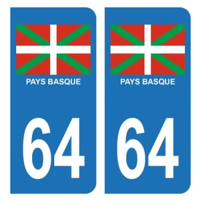 Image of HADEXIA Self Adhesive Number Plate Stickers for Car 64 Basque Country