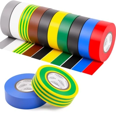 Image of JFA Supplies Strong PVC Insulation Electrical Tape Assorted Colours Pack of 12 19mm x 20m