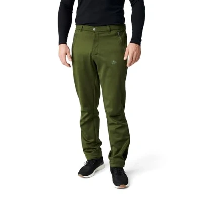 Image of DANISH ENDURANCE Men&#039;s Softshell Trousers Windproof, Water Repellent and Fleece Lined for Outdoor Activities, Green, L