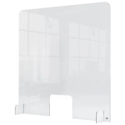 Image of Nobo Plexiglass Acrylic 1 m Counter Divider, Partition Barrier With Transaction Window, 700 x 850 mm, Clear, 1915488