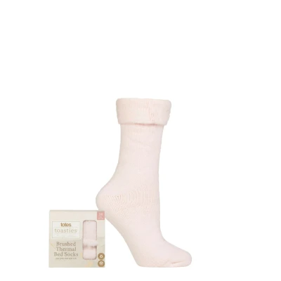 Image of Women&#039;s 1 Pair Totes Recycled Brushed Thermal Bed Socks Pink 4 8 Ladies