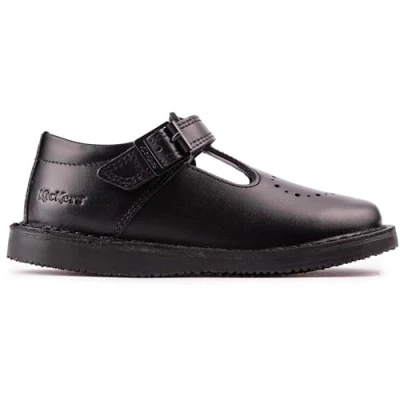 Image of Kickers Infant Girl&#039;s Kopi Heart T Bar Leather Shoes, Black, 8 UK Child