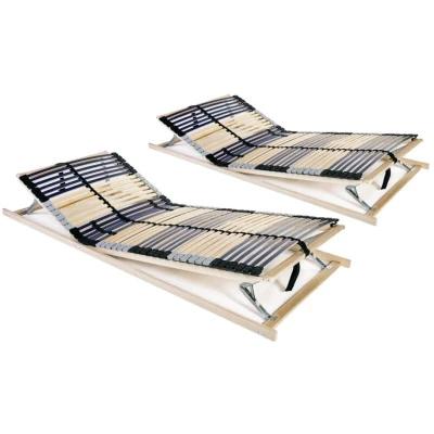 Image of vidaXL Slatted Bed Bases without Mattress 2 pcs with 42 Slats 90x200 cm