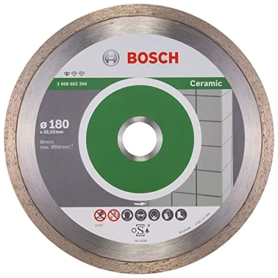 Image of Bosch Professional 1x Diamond Cutting Disc Standard for Ceramic (for Stone, Tile, Ceramic, Ø 180 x 22,23 1,6 7 mm, Accessories Angle Grinders)