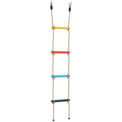 Image of vidaXL Rope Ladder for Kids 4 Rungs Multicolour PE Material Outdoor Climbing with Metal Mounting Rings Swing Sets and Playgrounds