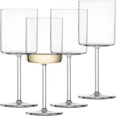 Image of Schott Zwiesel Modo White Wine Glass (Set of 4), Linear Glasses for Wine, Dishwasher Safe Tritan Crystal Glasses, Made in Germany (Item No. 119900)