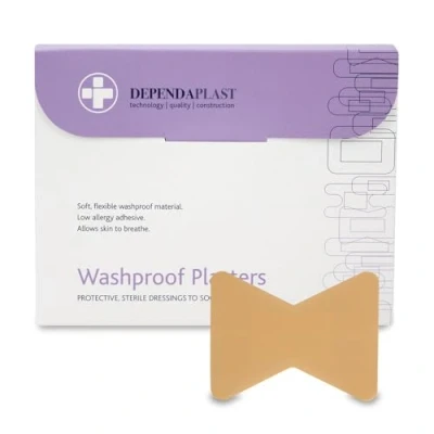 Image of Dependaplast Washproof Plasters Flexible PU Plastic Film, Secure Adhesive, Breathable, Waterproof fingertip Box of 50