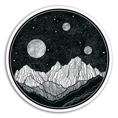 Image of 2 x 10cm Alien Planet Vinyl Stickers Space Moon Sticker Laptop Luggage #18063 (10cm Wide)