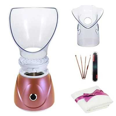 Image of Hann Facial Steamer Professional Sinus Steam Inhaler Face Skin Moisturizer Mask Sauna Spa Steamers with Aromatherapy Diffuser Humidifier Function (Pink)
