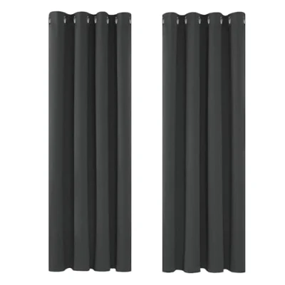 Image of Deconovo Super Soft Thermal Insulated Eyelet Curtains Blackout for Bedroom 46 x 72 Drop Inch Dark Grey 2 Panels
