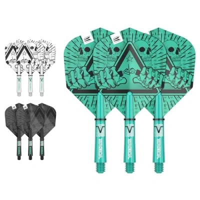 Image of TARGET Darts Rob Cross Ink Design No.6 Dart Flights &amp; Short (34mm) Shafts Stems 3 Set Pack
