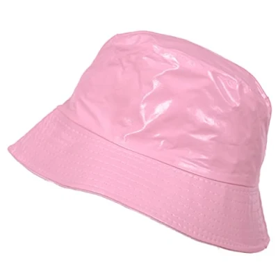 Image of Toutacoo, Waterproof Vinyl Bucket Rain Hat (13 Plain Light Pink)