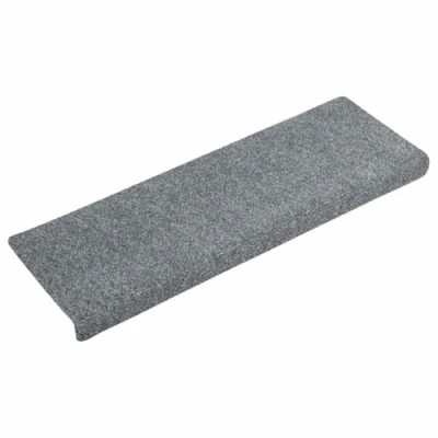 Image of vidaXL Adhesive Stair mats Light Grey Non Slip, Washable and Durable fabric Decorative Safety for Home Stairs 15 pcs set 65x21x4 cm