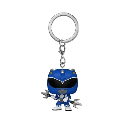 Image of Funko Pop! Keychain: Mighty Morphin Power Rangers 30th Blue Ranger TV Novelty Keyring Collectable Mini Figure Stocking Filler Gift Idea Official Merchandise Fans