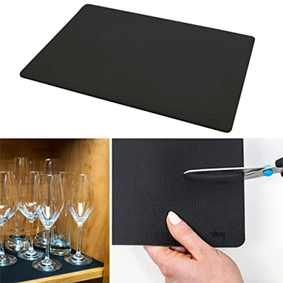 Image of Silwy® Metal Mat Black in Leather Look for Stowing Magnetic Harness 40 x 27 cm Can Be Cut to Size Perfect Caravanning and Boating