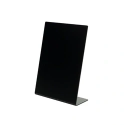 Image of Deflecto Slanted Display Sign Acrylic A4 Portrait Black SSPA414 2