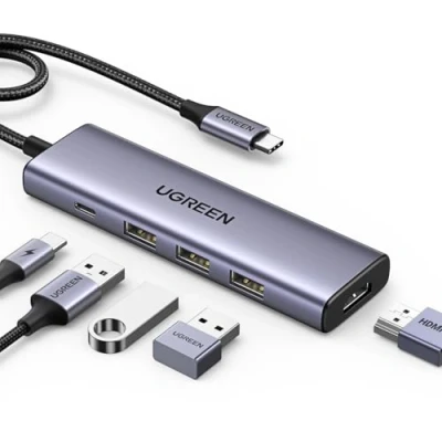 Image of UGREEN USB C Hub, 5 in 1 Hub Multiport Adapter with 100W PD, 4K HDMI, 3x 5Gbps A 3.0 Ports, for M1/M2 MacBook, iPad Pro, iPhone 15 Pro/Pro Max, Surface, XPS, ThinkPad and More