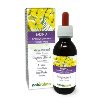 Image of Hedge Mustard or Singer&#039;s Plant (Sisymbrium officinale) Flowering Tops Alcohol Free Mother Tincture Naturalma Liquid Extract Drops 120 ml Food Supplement Vegan