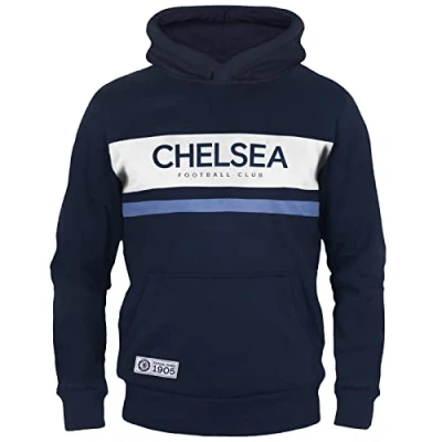 Image of Chelsea FC Official Football Gift Boys Fleece Graphic Hoody Blue 4 Years