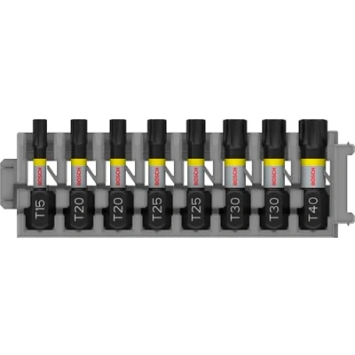 Image of Bosch Accessories 8pcs. Screwdriver Bit Set Torx (Impact Control, T Bits, Length 25mm, Pick and Click, Accessory Impact Drill)