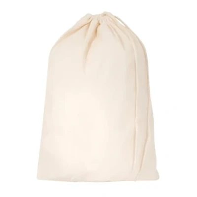Image of Bronta Mill Plain Natural 100% Cotton Drawstring Stuff Bags Eco Friendly Storage Pouch Beige L 50cm x 40cm