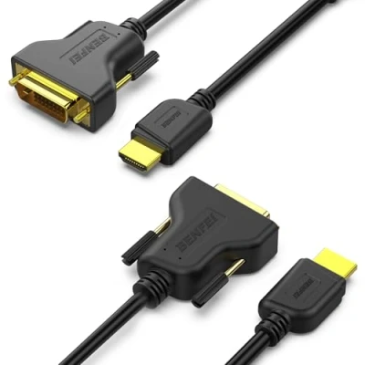 Image of BENFEI HDMI to DVI, 2 Pack DVI Cable Bi Directional D 24+1 Male High Speed Adapter Support 1080P Full HD Compatible for Raspberry Pi, Roku, Xbox One, PS4 PS3