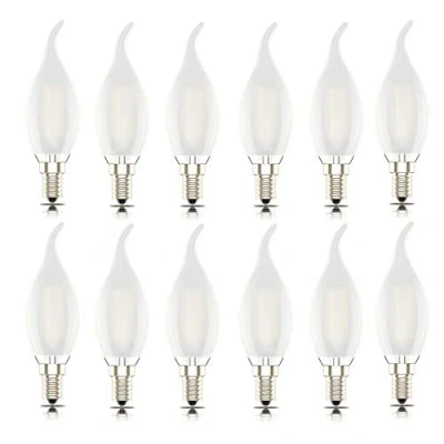 Image of E14 Led Candle Bulbs, Frosted Flame Filament, SES C35 Small Edison Screw Light Bulb, 4W (40W Equivalent),Warm White 2700K, Pack of 12