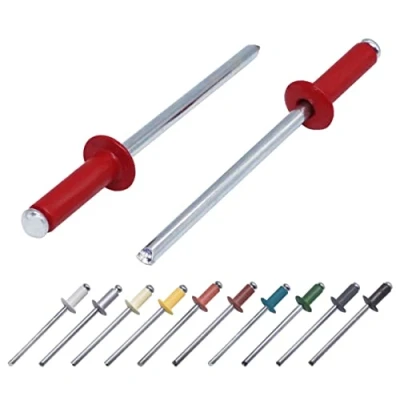 Image of (Pack of 80 pcs) Painted Blind Rivets 4.0 x 14 mm, Dome Head, DIN 7337, Aluminum Rivet and Steel Mandrel, Pop (80, Ruby Red RAL 3003)