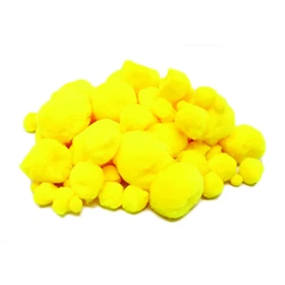 Image of Bright Ideas Colour Pompoms. Yellow in Assorted Sizes, 7mm to 38mm. Pack of 100 Acrylic Pompoms for Kids Crafts and DIY Creative Decorations. Ideal Easter Spring Decorations.BI8026.