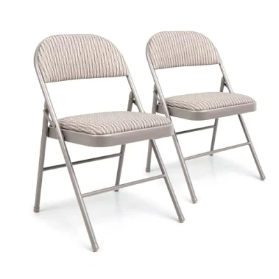 Image of Crystals Deluxe Fabric Padded with Heavy Duty Steel Metal Frame Folding Back Rest Chair for Home Garden Office Computer Desk (1)