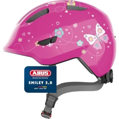 Image of ABUS Smiley 3.0 Children&#039;s Helmet, Bicycle Helmet for Toddlers with Deep Fit, Child Friendly Designs, Space Pigtail, Unisex