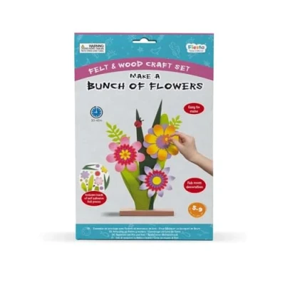 Image of Make a Bunch of Flowers Felt Craft Kit by Fiesta Crafts Fun Educational DIY Sticky Back and Wood Decoration No Glue or Tools Needed for Kids Ages 5 9 Years