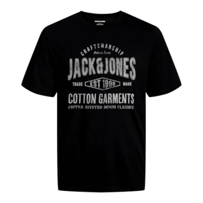 Image of JACK &amp; JONES Men&#039;s Jjjeans Tee Ss O Neck T Shirt, Black, S