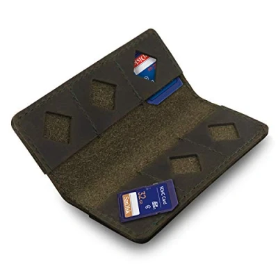 Image of MegaGear Leather SD Card Holder Green, One size