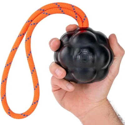 Image of Monster K9 Ultra Durable Rumble Rope Ball XL Dog Lifetime Replacement Medium &amp; Large Breeds Tough Reward Toy for Aggressive Chewers Chew, Tug, Fetch Made in USA 4.5&quot;