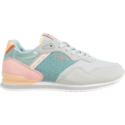 Image of Pepe Jeans London Print Trainers, Women&#039;s, Size: 8, Light grey marl Leather/synthetics