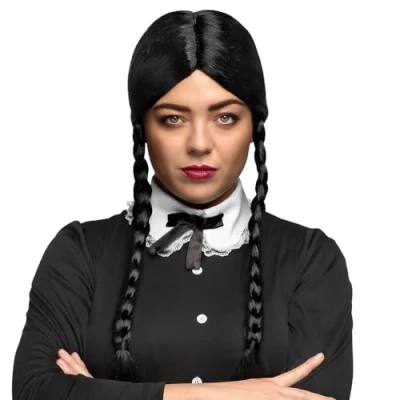 Image of Boland 10106163 86097 Secreted Wig with Braids Black Wig, Perfect for Halloween, Cosplay, and Themed Parties