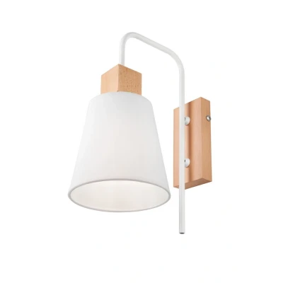 Image of Enrico Dome Wall Light With Fabric Shade, White, 1x E27