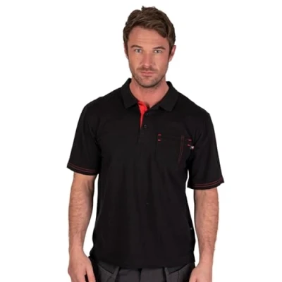 Image of Lee Cooper LCTS011 Men&#039;s Pique Polo Shirt, Black, XL