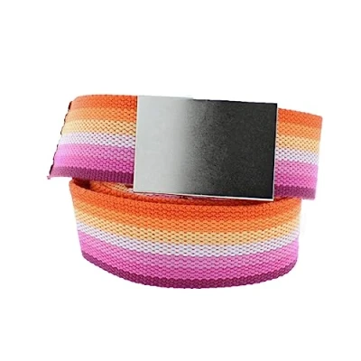 Image of Zac&#039;s Alter Ego Gay Pride Festival Equality Sunset Lesbian Webbing Canvas Belt with Slider Buckle