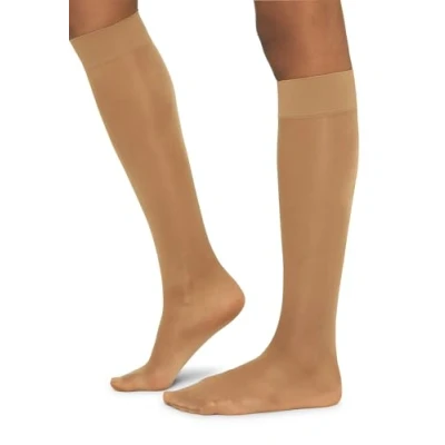 Image of Wolford Women&#039;s Satin Touch 20 Knee Highs Tights, DEN, Beige (Beige Caramel), Small (Size: S)