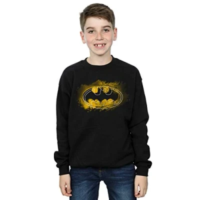 Image of DC Comics Boys Batman Spray Logo Sweatshirt 5 6 Years Black