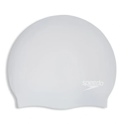 Image of Speedo Unisex Long Hair Swimming Cap Swim Snag Free Easy On, Silver, One Size